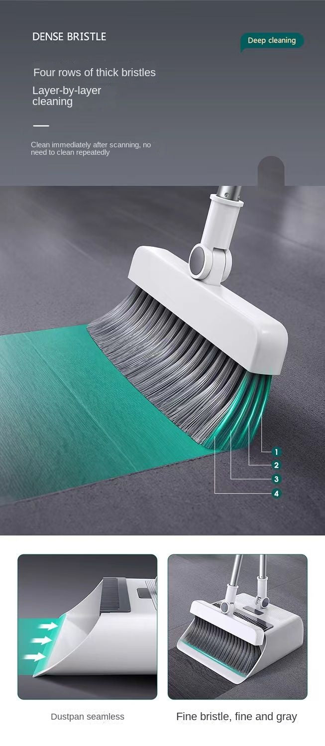 3pcs/ Set, Household Broom, Floor Brush And Dustpan Set, Thickened Sweeping Broom, Scrub Brush And Dustpan With Long Handle, Non-stick Hair Floor Cleaning Tool, For Home Office School Dorm, Cleaning Supplies, Cleaning Gadgets