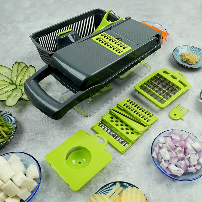6/16pcs/Set, Vegetable Chopper, Multifunctional Fruit Slicer, Manual Food Grater, Vegetable Slicer, Cutter With Container, Onion Mincer Chopper, Household Potato Shredder, Kitchen Stuff, Kitchen Gadgets, Dorm Essentials