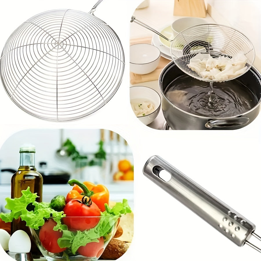 Stainless Steel Strainer Ladle with Handle - 1pc Wire Skimmer Spoon for Kitchen Cooking, Uncharged Household Skimmer for Frying, Kitchen Gadgets and Tools
