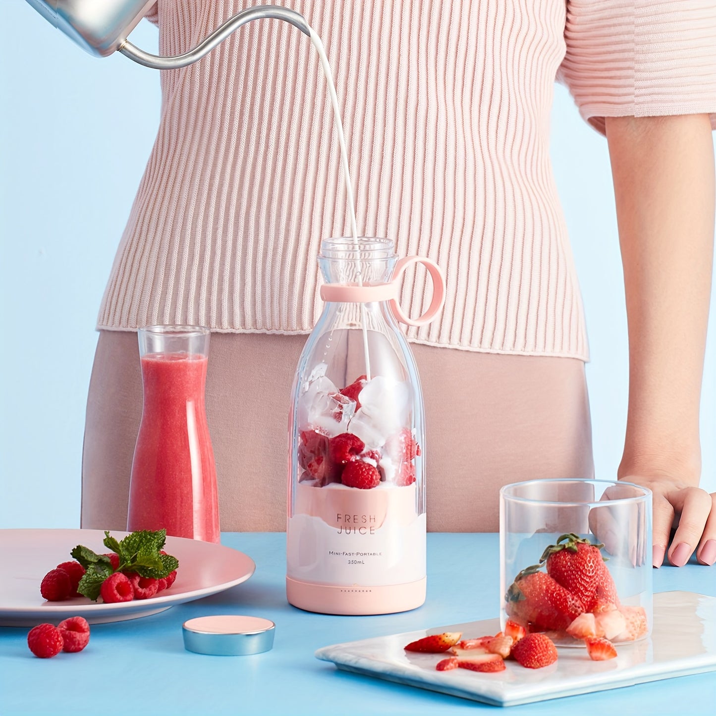 350ml Portable Electric Wireless Mini Fruit Blender Juicer - Perfect for On-the-Go!