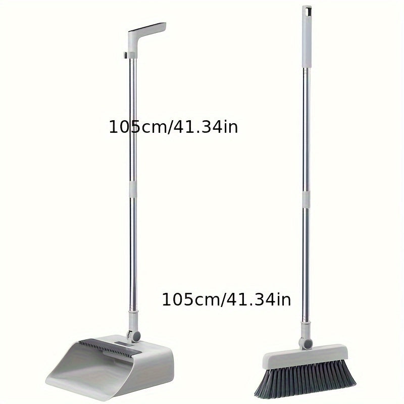 3pcs/ Set, Household Broom, Floor Brush And Dustpan Set, Thickened Sweeping Broom, Scrub Brush And Dustpan With Long Handle, Non-stick Hair Floor Cleaning Tool, For Home Office School Dorm, Cleaning Supplies, Cleaning Gadgets