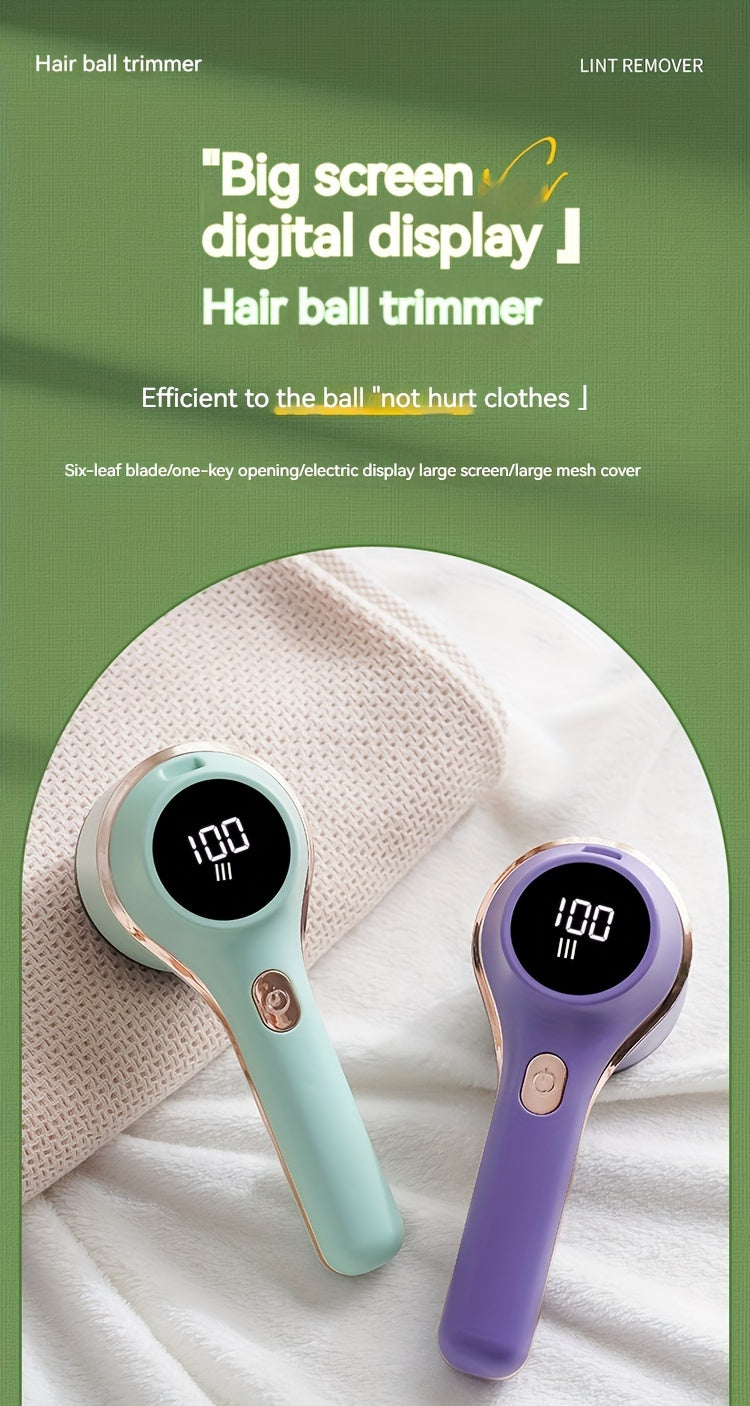 1pc, Fabric Shaver, Electric Lint Remover, USB Rechargeable Sweater Shaver, Power Lint Shaver, Fuzz Remover, Pilling Remover, Portable Hairball Trimmer For Clothes, Bedding, Furniture, Carpet, Sofa, Cleaning Supplies, Cleanin