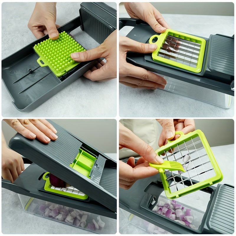 6/16pcs/Set, Vegetable Chopper, Multifunctional Fruit Slicer, Manual Food Grater, Vegetable Slicer, Cutter With Container, Onion Mincer Chopper, Household Potato Shredder, Kitchen Stuff, Kitchen Gadgets, Dorm Essentials