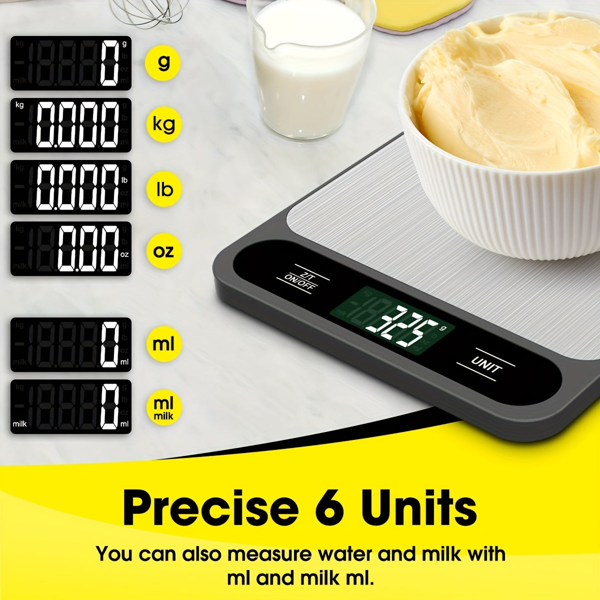 1pc, Food Scale Black, 22lb/10kg Digital Kitchen Scale Grams And Oz For Baking Cooking And Weight Loss, 1g/0.04oz Precise Graduation, Easy Clean Stainless Steel, Kitchen Gadgets, Kitchen Supplies, Kitchen Tools, Kitchen Stuff
