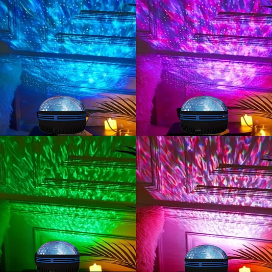Projetor de estrelas, projetor de galáxias, projetor de ondas do oceano, luz noturna para decoração de quarto com padrões de 7 cores