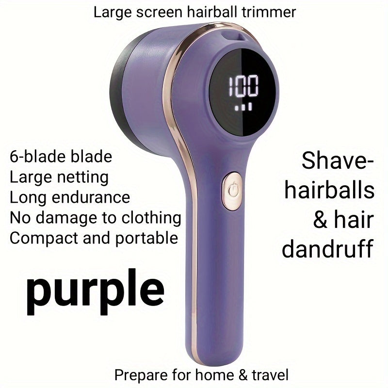 1pc, Fabric Shaver, Electric Lint Remover, USB Rechargeable Sweater Shaver, Power Lint Shaver, Fuzz Remover, Pilling Remover, Portable Hairball Trimmer For Clothes, Bedding, Furniture, Carpet, Sofa, Cleaning Supplies, Cleanin