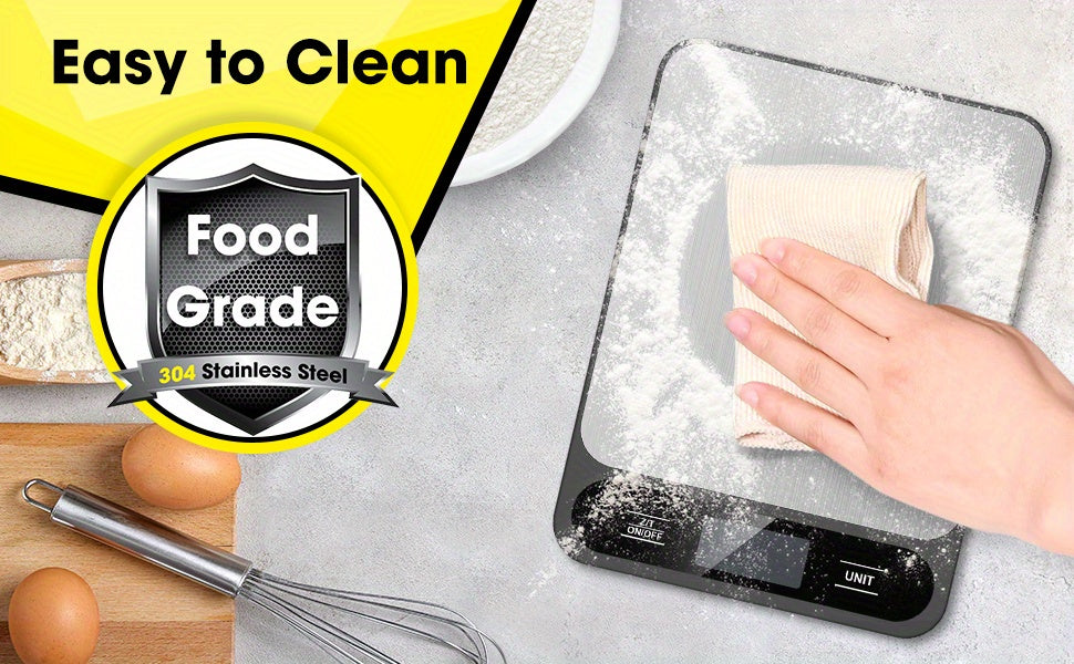 1pc, Food Scale Black, 22lb/10kg Digital Kitchen Scale Grams And Oz For Baking Cooking And Weight Loss, 1g/0.04oz Precise Graduation, Easy Clean Stainless Steel, Kitchen Gadgets, Kitchen Supplies, Kitchen Tools, Kitchen Stuff