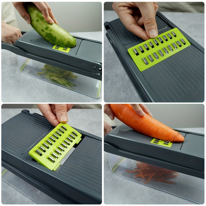 6/16pcs/Set, Vegetable Chopper, Multifunctional Fruit Slicer, Manual Food Grater, Vegetable Slicer, Cutter With Container, Onion Mincer Chopper, Household Potato Shredder, Kitchen Stuff, Kitchen Gadgets, Dorm Essentials