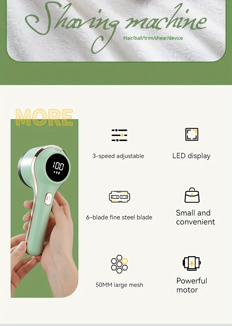 1pc, Fabric Shaver, Electric Lint Remover, USB Rechargeable Sweater Shaver, Power Lint Shaver, Fuzz Remover, Pilling Remover, Portable Hairball Trimmer For Clothes, Bedding, Furniture, Carpet, Sofa, Cleaning Supplies, Cleanin
